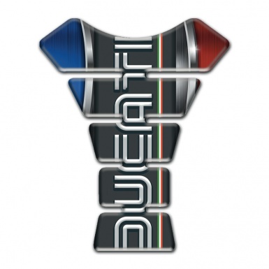 Ducati Tank Protector Blue Red Base Decoration and Graphite Panel Logo 