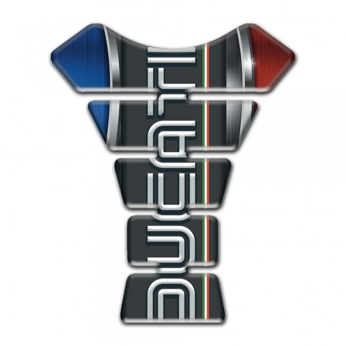 Ducati Tank Protector Blue Red Base Decoration and Graphite Panel Logo 