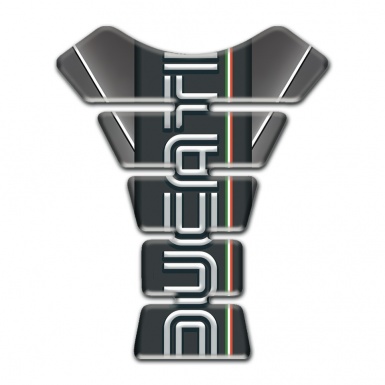 Ducati  Tank Pad Motorbike Gray Base with White Lines and Vertical Logo Print 