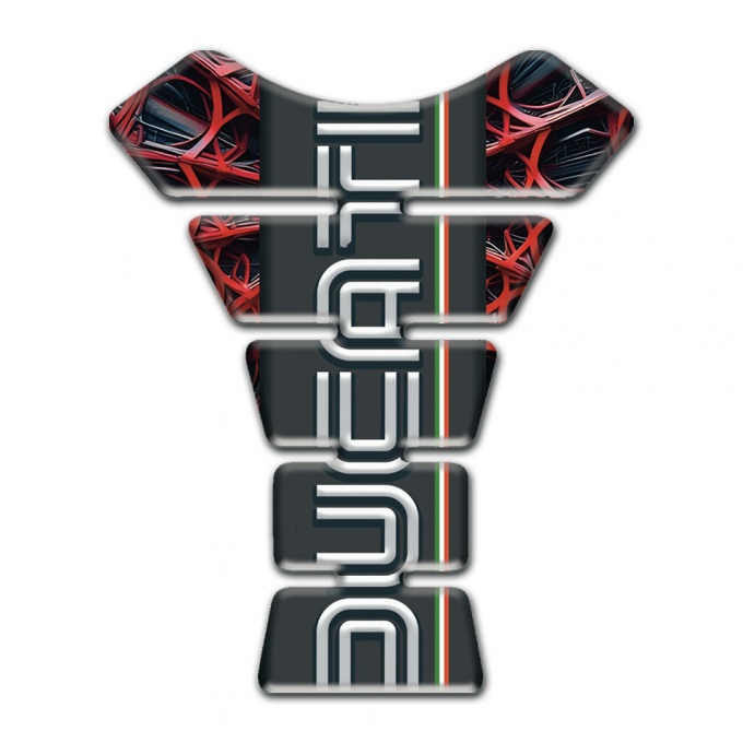 Ducati Tank Guard Pads Red Spider Web background and White Logo 