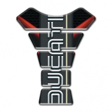 Ducati Tank Guard Pads Black with Red V Shape Decoration Base and White Logo
