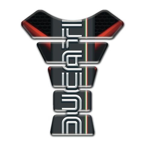 Ducati Tank Guard Pads Black with Red V Shape Decoration Base and White Logo