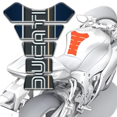 Ducati Tank Pad Protector Dark Blue base and White Logo Style 