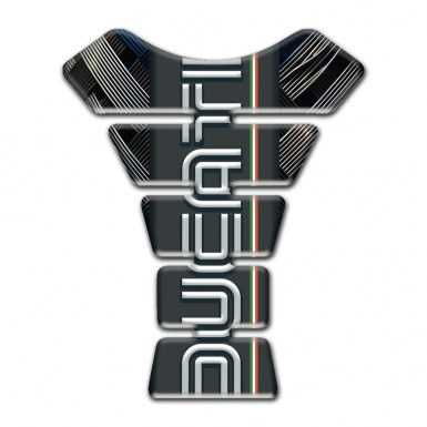 Ducati Tank Guard Pads Crossed  Belts Base White Vertical Logo Print 