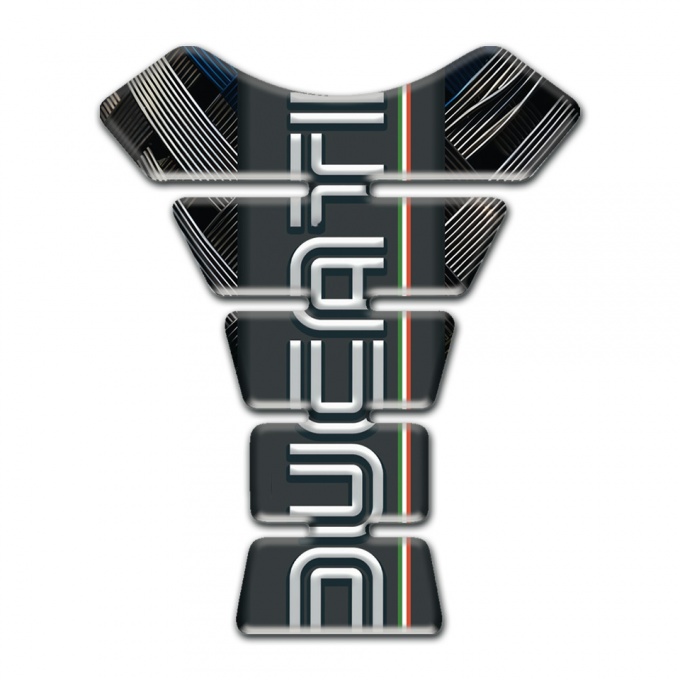 Ducati Tank Guard Pads Crossed  Belts Base White Vertical Logo Print 