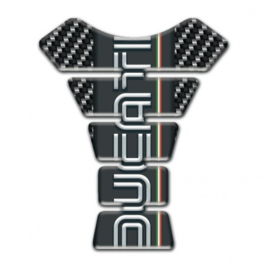 Ducati Tank Protector Dark Carbon with White Logo Style 