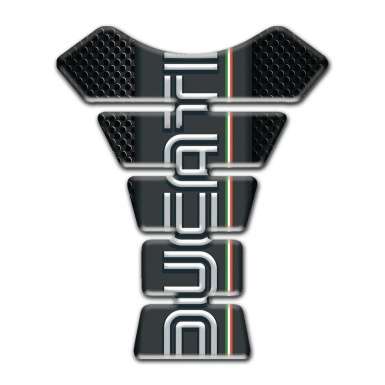 Ducati Tank Pad Protector Black Flakes Base and White Vertical Logo 