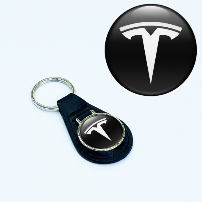 Tesla Key Fob Leather Black White Clean Logo | Keychains | Accessories ...