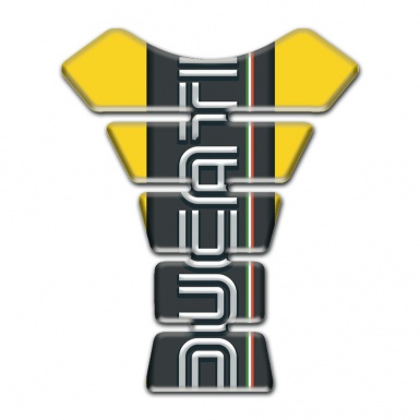 Ducati Tank Guard Pads Yellow Base Black Logo panel 