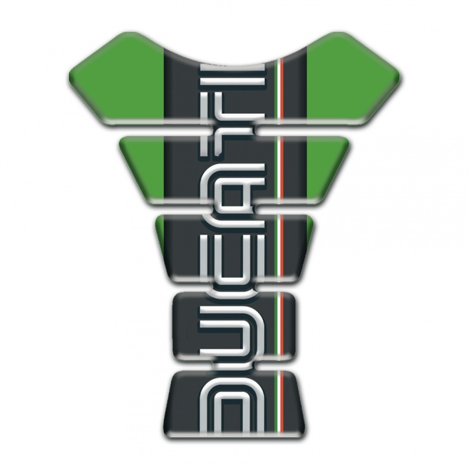 Ducati Tank Pad Protector Green Base Black Logo Panel 