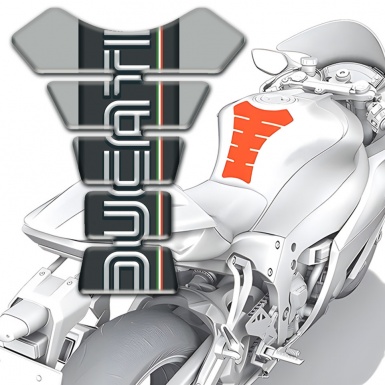 Ducati Tank Fuse Gray base Black Logo Panel 
