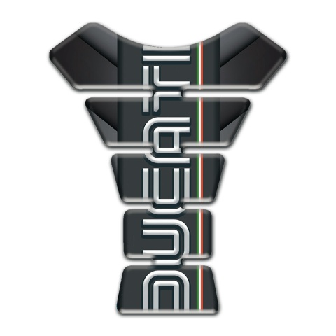 Ducati Tank Pad Motorbike Black Gray V Shape Details Base and Black logo Panel 