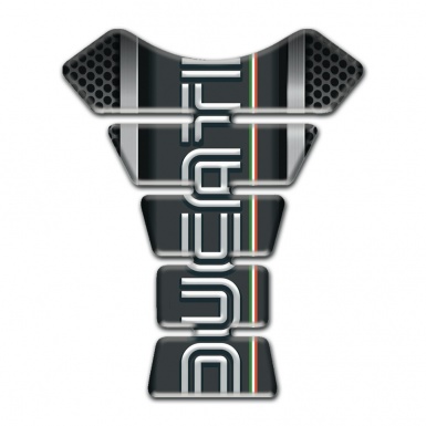 Ducati Tank Protector Motorcycle Vertical Gray Lines Base and White Logo Print 