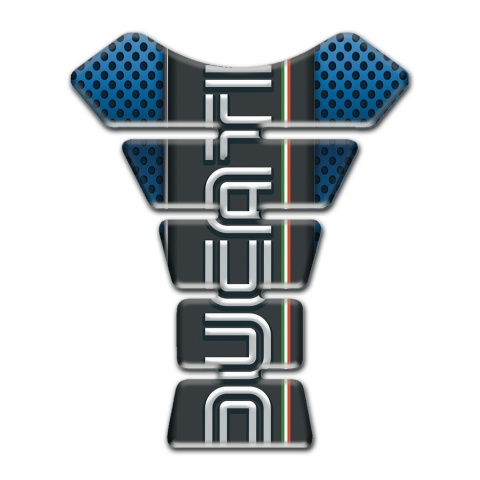 Ducati Tank Pad Protector Perforated Blue Surface Base and Black Logo Panel