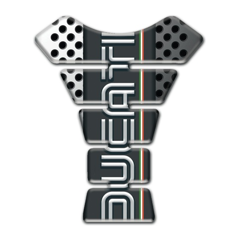 Ducati Tank Pad Protector Light and Dark Perforated halves Base and Black Logo Panel 