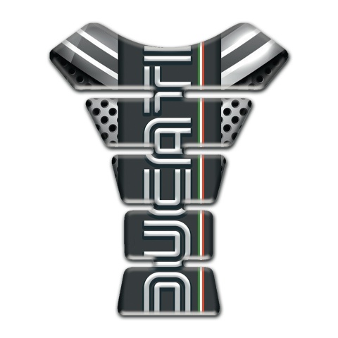 Ducati Tank Pad Motorbike Gray White Base Details with Black logo Panel 