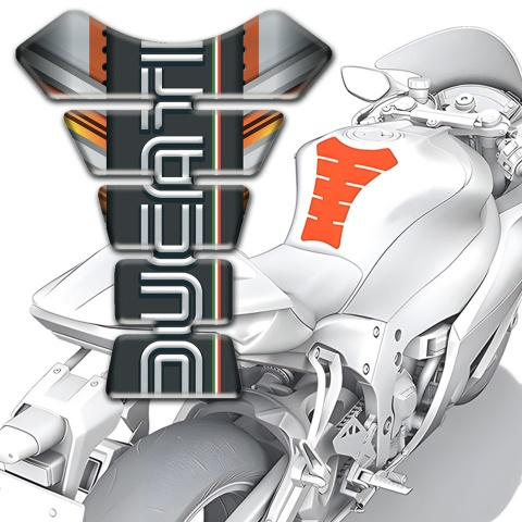 Ducati Tank Protector Copper Gray Decoration Background with Black Logo Panel 