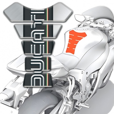 Ducati Tank Protector Silver base with Black Logo Panel 