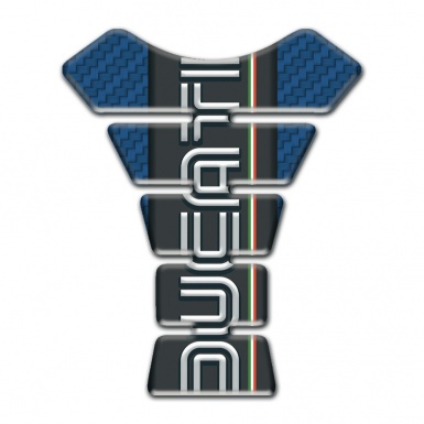 Ducati Tank Guard Pads Naby Blue carbon base Black Logo Panel 