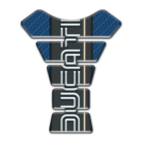 Ducati Tank Guard Pads Naby Blue carbon base Black Logo Panel 