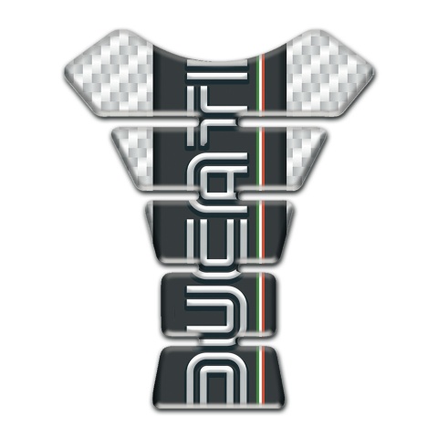 Ducati Tank Fuse White Carbon Base and Black Logo Panel 