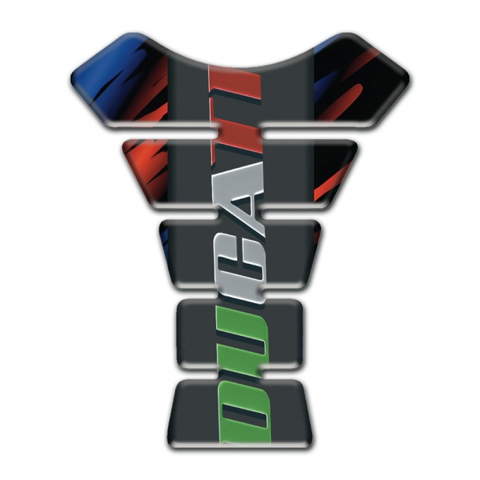 Ducati Tank Fuse Black with Blue Red patterns base Colorful Logo style 