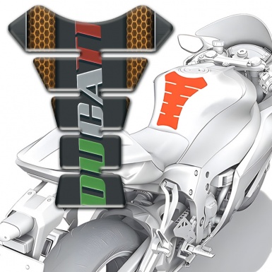 Ducati Tank Pad Motorbike Copper honeycomb Motive and Colorful logo 