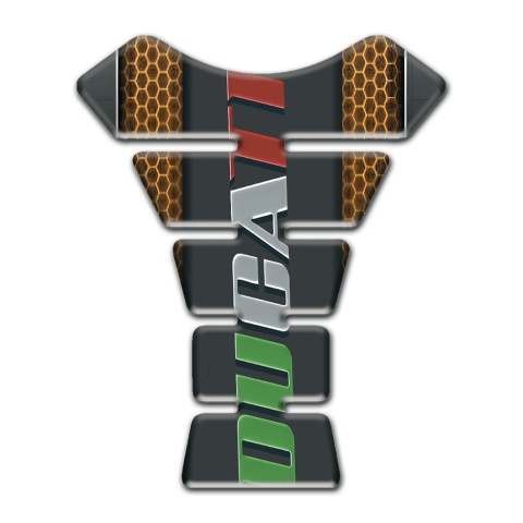 Ducati Tank Pad Motorbike Copper honeycomb Motive and Colorful logo 