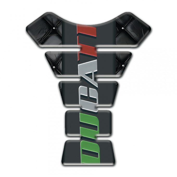 Ducati Tank Fuse Black Leather base Colorful Logo 