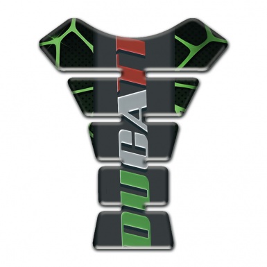 Ducati Tank Pad Protector Black with Green Lines decoration and Colorful Logo 