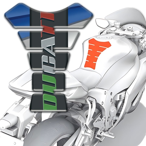 Ducati Tank Pad Protector Blue Gray baackground Colorful Logo Design 