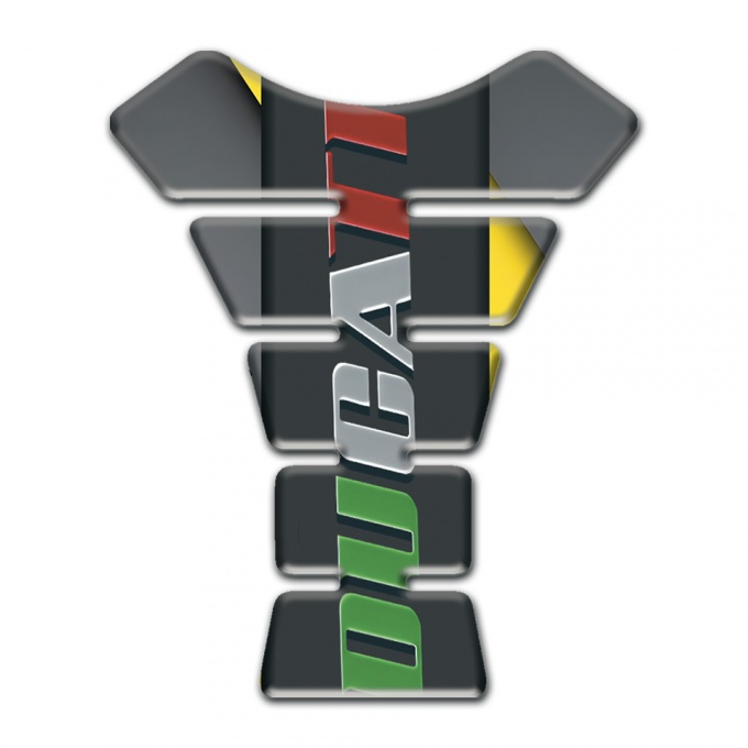 Ducati Tank Pad Motorbike Gray with Yellow Motive base and Colorful Logo 