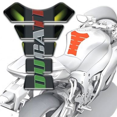 Ducati Tank Pad Protector Black with Green Lights base and Colorful Logo 