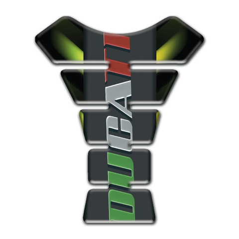 Ducati Tank Pad Protector Black with Green Lights base and Colorful Logo 