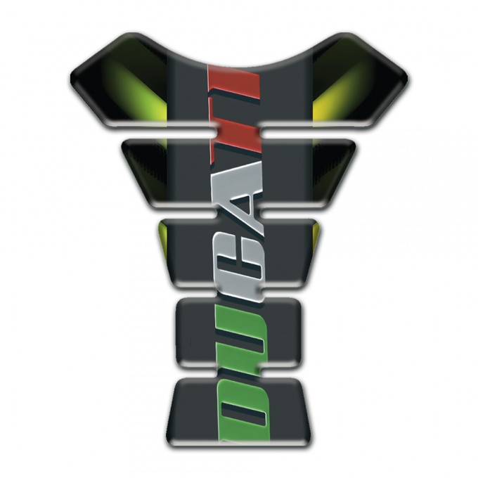 Ducati Tank Pad Protector Black with Green Lights base and Colorful Logo 