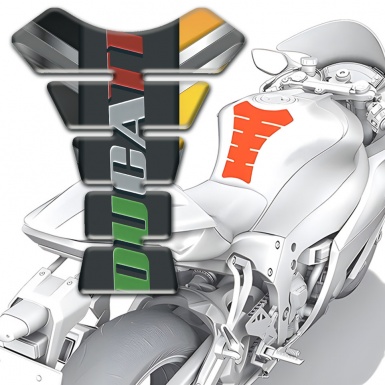Ducati Tank Fuse Black Logo panel with Colorful inscription