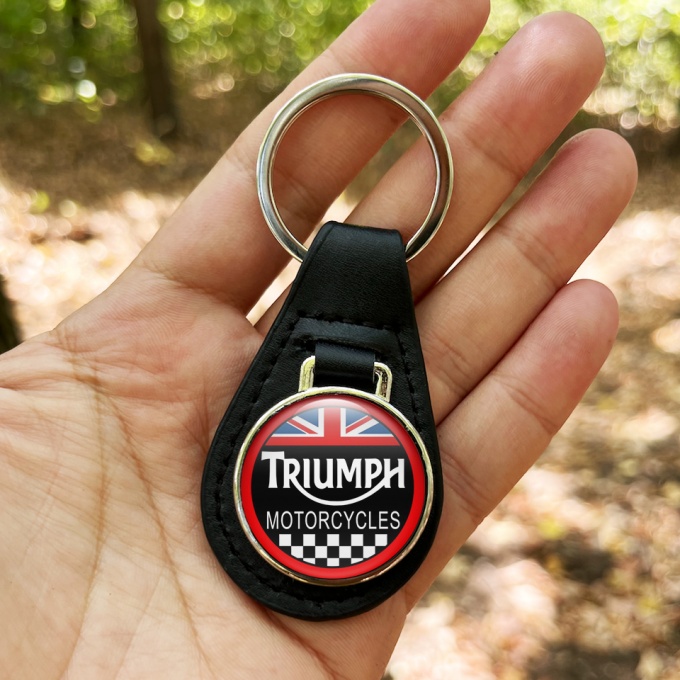 Triumph Motorcycles Keychain Leather Black Racing Edition Keychains