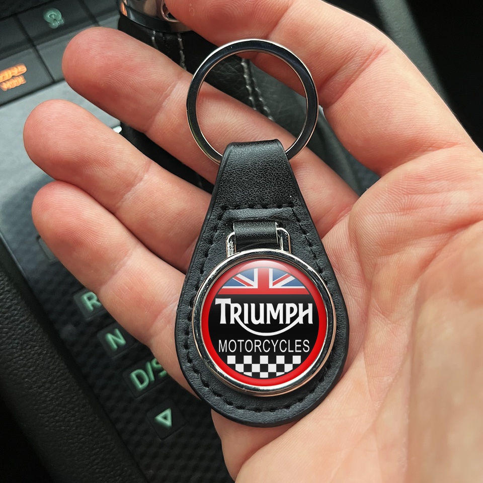 Triumph Motorcycles Keychain Leather Black Racing Edition Keychains Accessories XSticker