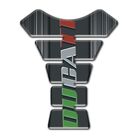 Ducati Tank Pad Motorbike Dark Gray with White Stripes Base Style 