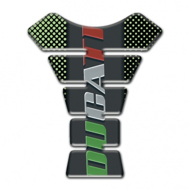 Ducati Tank Pad Motorbike Green Dots Design with Colorful Logo 