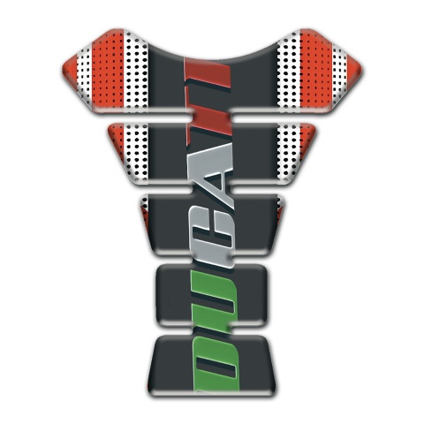 Ducati Tank Protector Silver Red Base Colorful Logo Inscription 