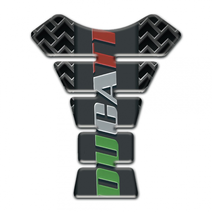 Ducati Tank Pad Motorbike Gray Grid Base and Colorful Logo 