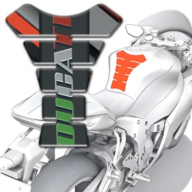 Ducati  Tank Pad Motorbike Orange Gray Diagonal Patterns Design 