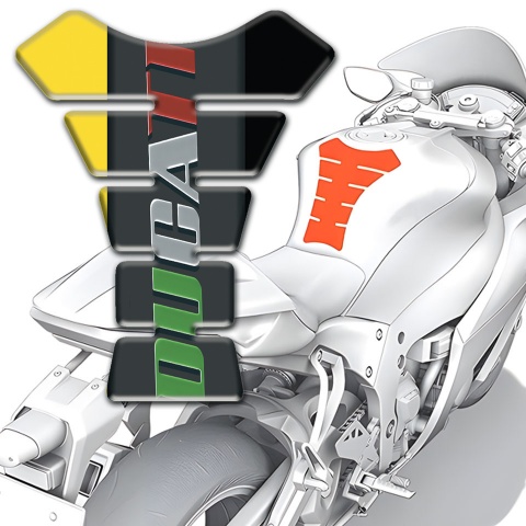 Ducati Tank Pad Protector Yellow Black halves with Colorful Logo Style 