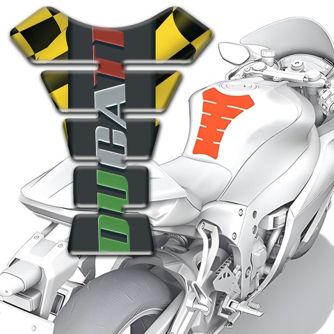 Ducati Tank Guard Pads Black Yellow Figures Base Colorful Logo 