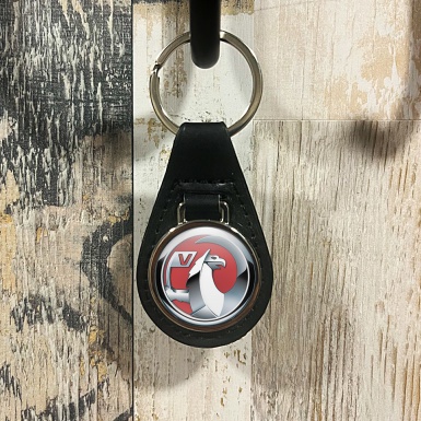 Vauxhall Leather Keychain Red Metallic Design