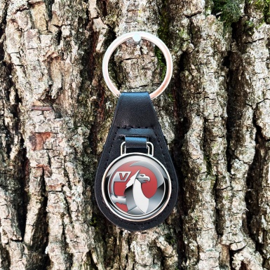 Vauxhall Leather Keychain Red Metallic Design