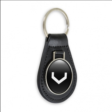 Vossen Keychain Leather Black Classic White Logo
