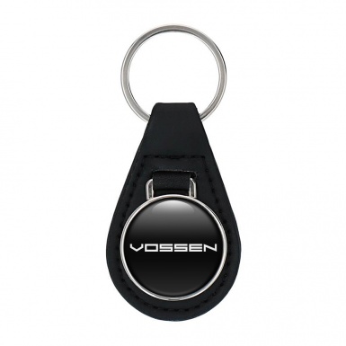 Vossen Key Fob Leather Black Clean White Logo