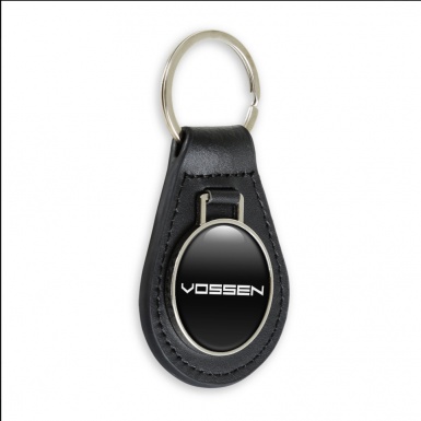 Vossen Key Fob Leather Black Clean White Logo